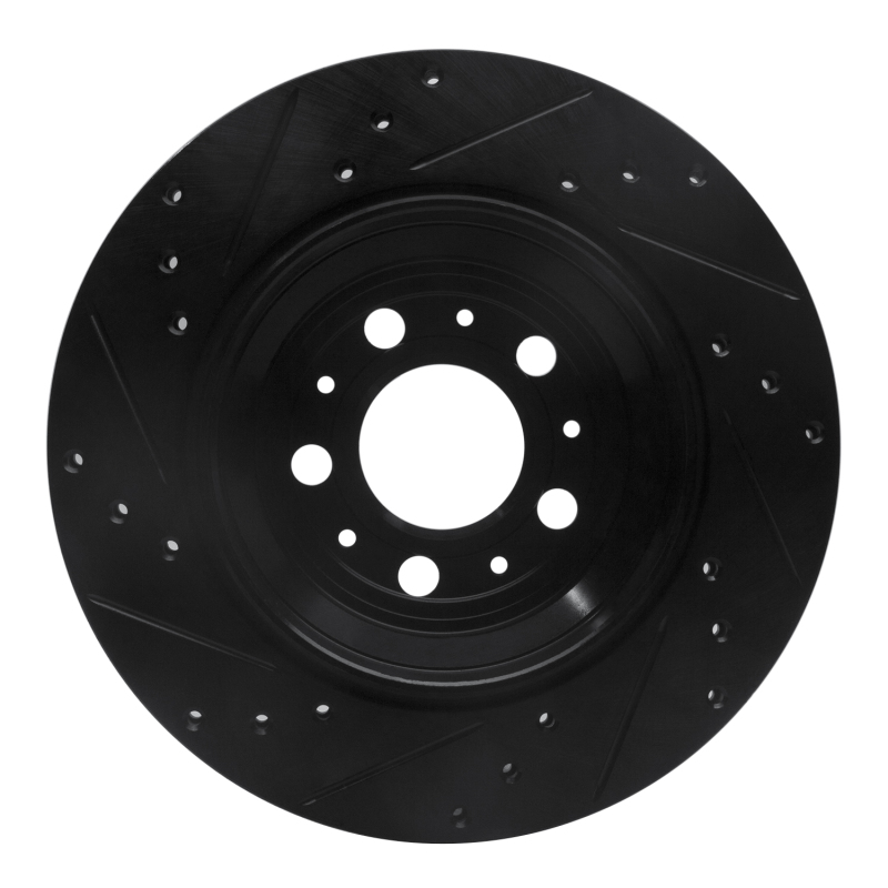 Volvo XC90 Brake Rotor (1) - Rear Right - R1 Concepts - Drilled & Slotted - Black - `03-`14